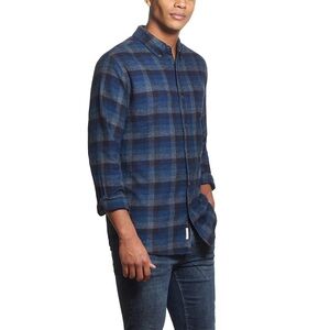 Weatherproof Vintage Mens Flannel Shirt in True Blue Mens Size XL Long Sleeve